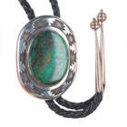 Wes Willie Navajo sterling silver Big high grade turquoise bolo tie