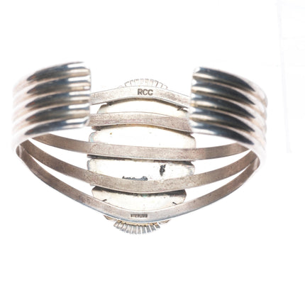 6.35" Richard Curley Navajo sterling silver Royston turquoise cuff bracelet