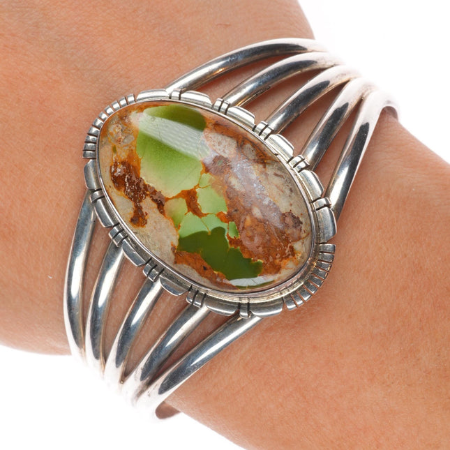 6.35" Richard Curley Navajo sterling silver Royston turquoise cuff bracelet