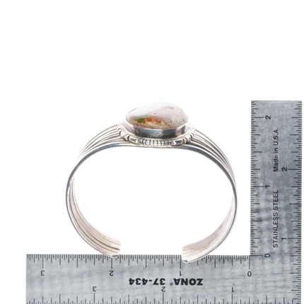 6.35" Richard Curley Navajo sterling silver Royston turquoise cuff bracelet