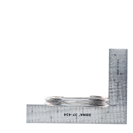 6.25" Vintage Navajo double carinated sterling silver hand stamped cuff bracelet