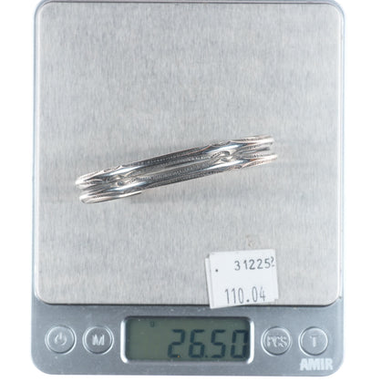 6.25" Vintage Navajo double carinated sterling silver hand stamped cuff bracelet