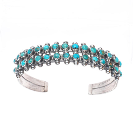6.1" US Zuni 1 C.G. Wallace snake eye turquoise sterling silver cuff bracelet