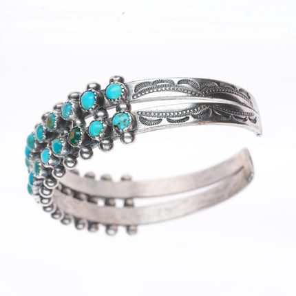 6.1" US Zuni 1 C.G. Wallace snake eye turquoise sterling silver cuff bracelet