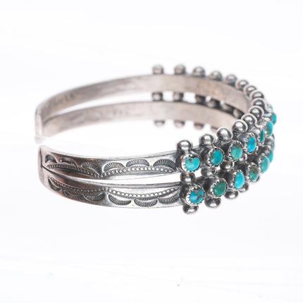 6.1" US Zuni 1 C.G. Wallace snake eye turquoise sterling silver cuff bracelet