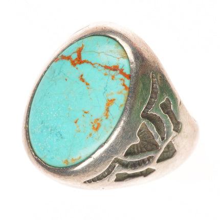 sz8.75 Vintage Bell Trading Post sterling silver turquoise Navajo stamped ring