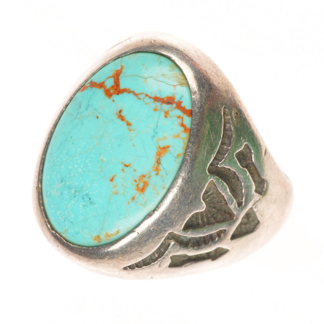 sz8.75 Vintage Bell Trading Post sterling silver turquoise Navajo stamped ring