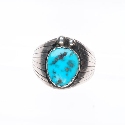 sz11 E Navajo vintage sterling silver Kingman turquoise men's ring
