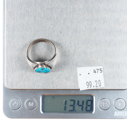 sz11 E Navajo vintage sterling silver Kingman turquoise men's ring