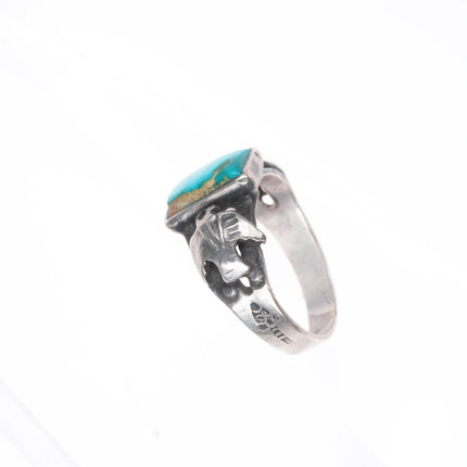 sz6.5 30's-40's Navajo Thunderbird sterling silver Blue Gem turquoise ring