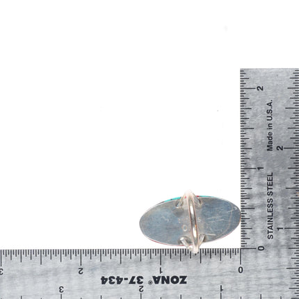 sz8 Theresa Jo Navajo sterling silver coral, turquoise inlay ring