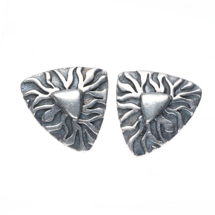 Emilia Castillo vintage Mexican modernist sterling silver clip-on earrings