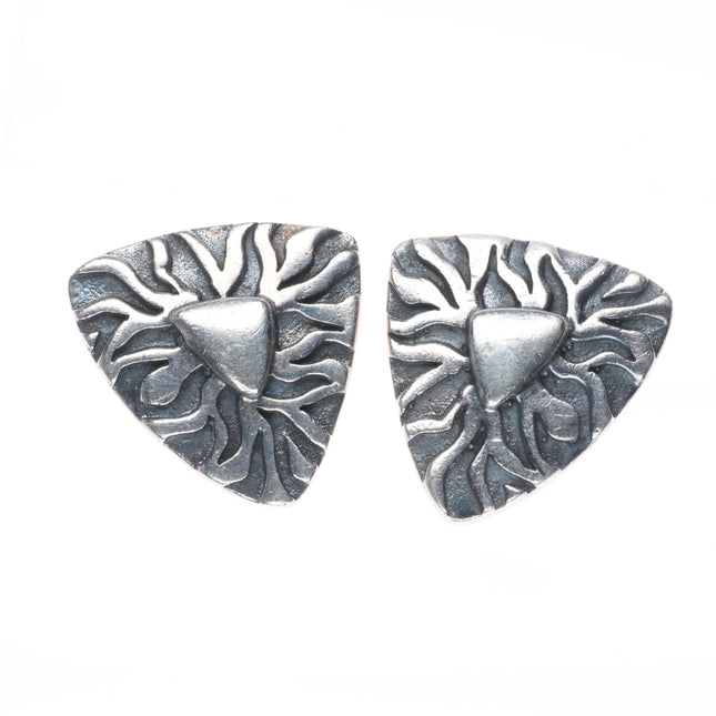 Emilia Castillo vintage Mexican modernist sterling silver clip-on earrings