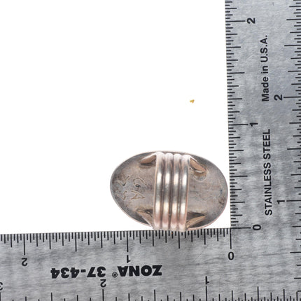 sz6.5 1977 Vintage Navajo sterling silver spiderweb turquoise ring