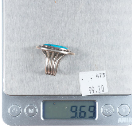 sz6.5 1977 Vintage Navajo sterling silver spiderweb turquoise ring