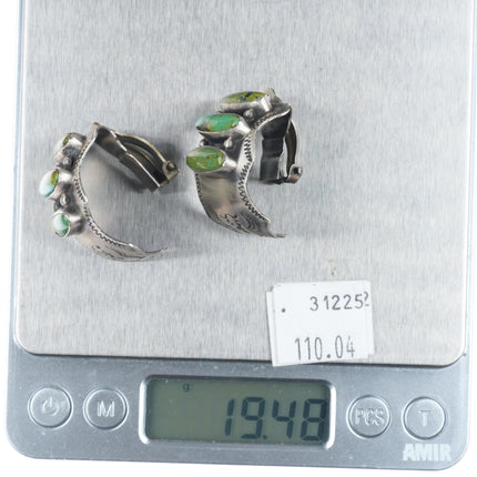 Etta Endito Navajo  sterling silver turquoise El earrings clip-on