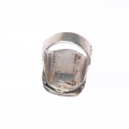 sz5 c1930's Cerrillos Turquoise ingot/sterling silver vintage Navajo ring