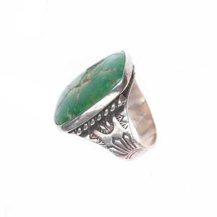 sz5 c1930's Cerrillos Turquoise ingot/sterling silver vintage Navajo ring