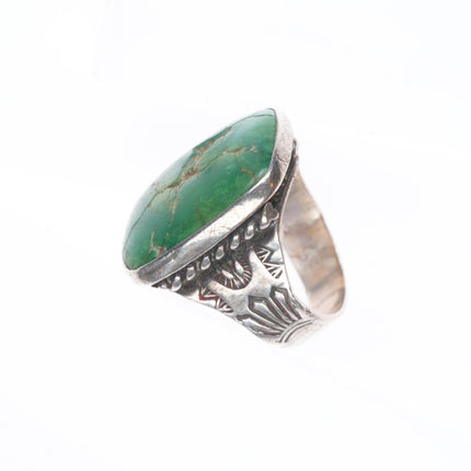 sz5 c1930's Cerrillos Turquoise ingot/sterling silver vintage Navajo ring