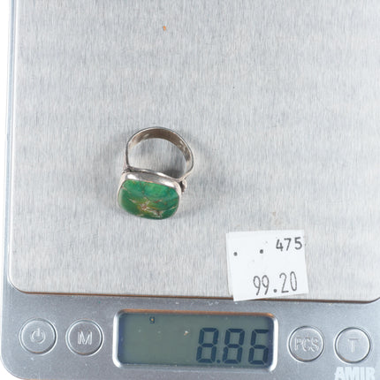 sz5 c1930's Cerrillos Turquoise ingot/sterling silver vintage Navajo ring
