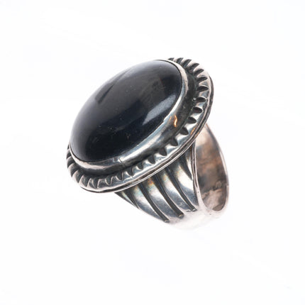 sz10 Alberto Contreraz southwestern sterling silver onyx men's ring