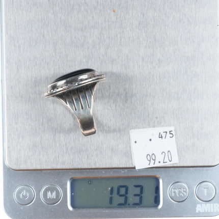 sz10 Alberto Contreraz southwestern sterling silver onyx men's ring