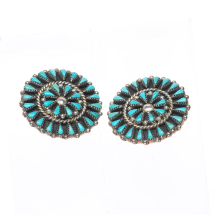 Yatsattie Zuni sterling silver petit point turquoise earrings