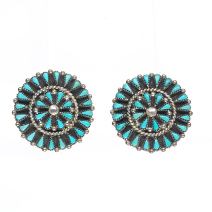 Yatsattie Zuni sterling silver petit point turquoise earrings