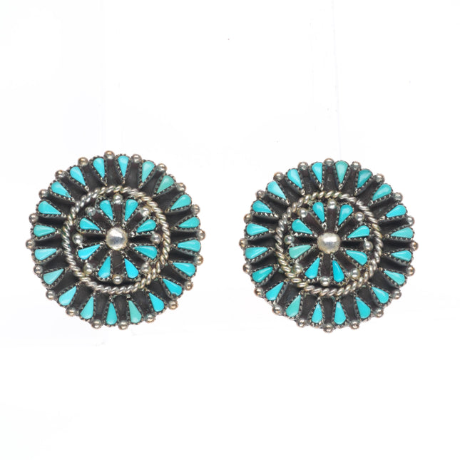 Yatsattie Zuni sterling silver petit point turquoise earrings