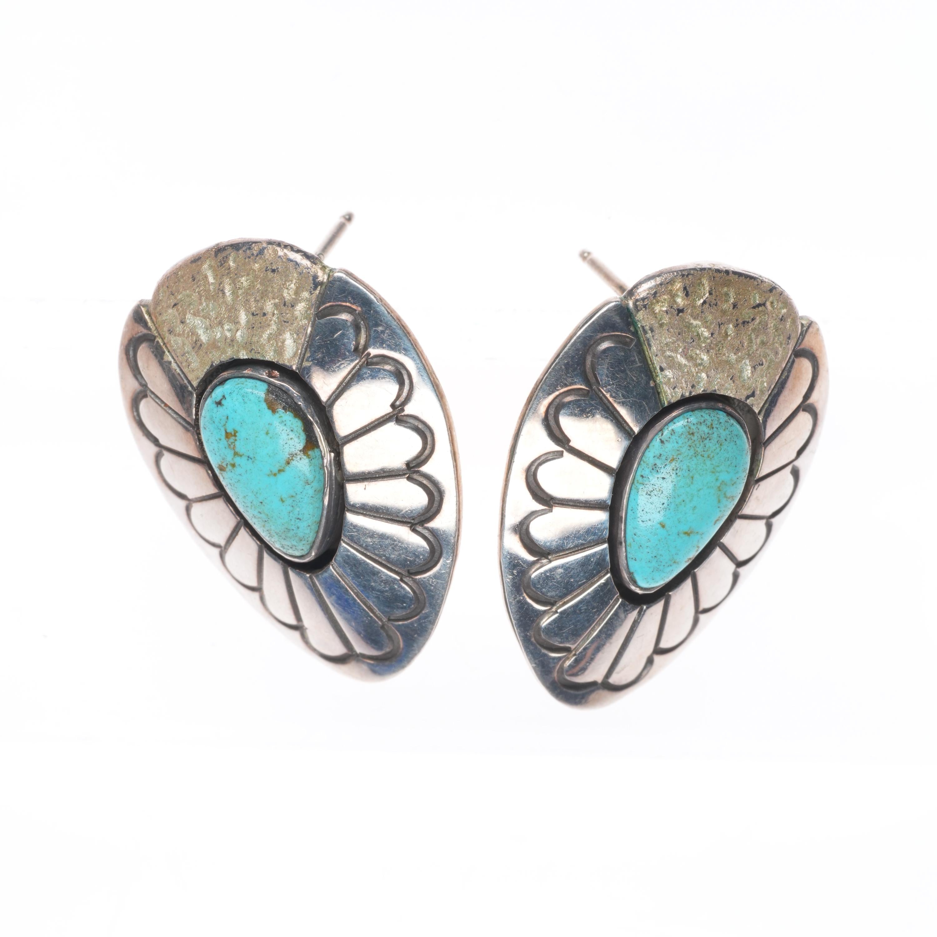 Mike Begay Vintage Navajo sterling silver and turquoise deep