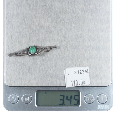 20's-30's Vintage Navajo/Fred Harvey sterling silver/turquoise whirling logs pin