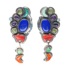 Oscar Betz southwestern sterling silver turquoise, spiny oyster, lapis earrings