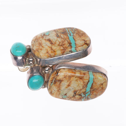 Vintage Southwestern/Native American sterling silver boulder turquoise earrings