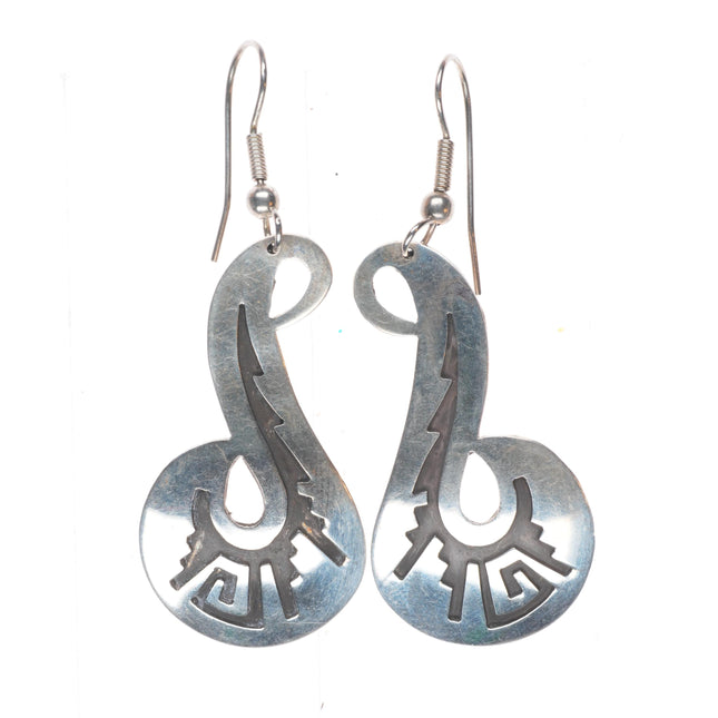 Vintage B Navajo overlay design earrings in sterling silver