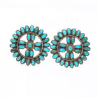 40's-50's Zuni petit point turquoise wagon wheel sterling silver screw earrings