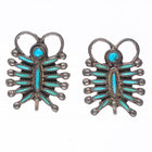 c1950's Zuni petit point turquoise Bug sterling silver screw back earrings