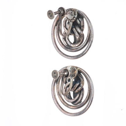 1940's Emma Melendez Taxco sterling silver modernist screw back earrings