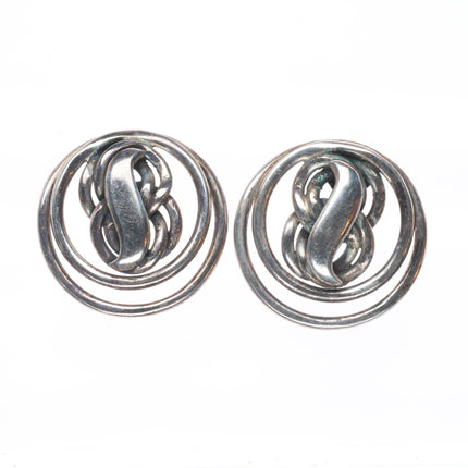 1940's Emma Melendez Taxco sterling silver modernist screw back earrings