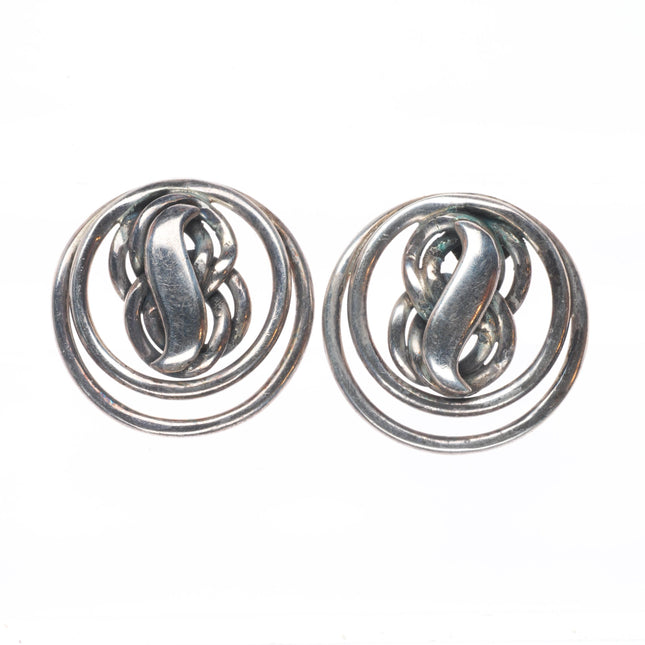 1940's Emma Melendez Taxco sterling silver modernist screw back earrings