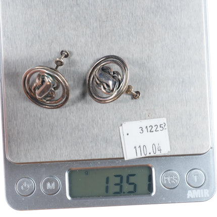 1940's Emma Melendez Taxco sterling silver modernist screw back earrings