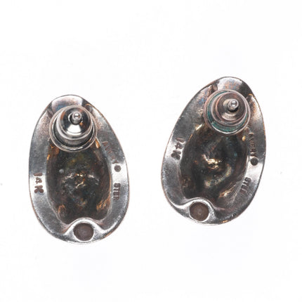 Retired James Avery 14k gold/Sterling silver beaded lattice earrings