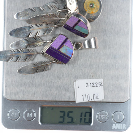 Ray Tracey Knifewing Navajo sterling silver, sugilite/opal pendant/earrings