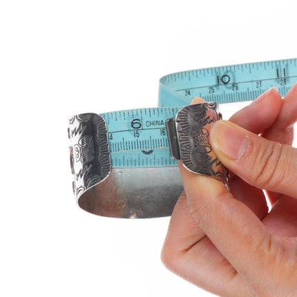 6.35" Vintage Navajo c1940's Fred Harvey sterling silver turquoise cuff bracelet