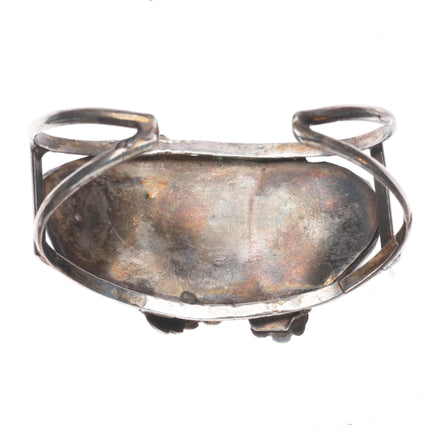 6.5" Vintage Navajo sterling silver 3 stone multi-mine turquoise cuff bracelet