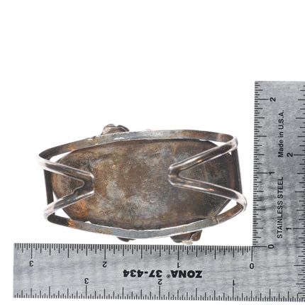 6.5" Vintage Navajo sterling silver 3 stone multi-mine turquoise cuff bracelet