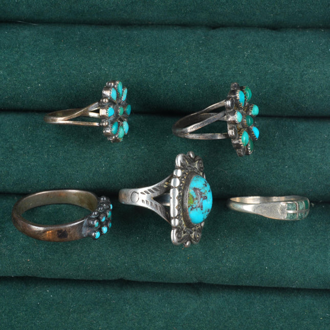 sz6- sz9 Vintage 1940's-50's Navajo/Zuni petit point sterling silver rings