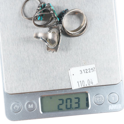 sz6- sz9 Vintage 1940's-50's Navajo/Zuni petit point sterling silver rings