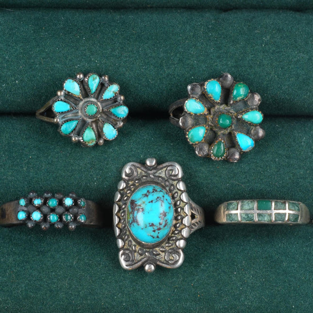 sz6- sz9 Vintage 1940's-50's Navajo/Zuni petit point sterling silver rings
