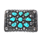 Vintage EB Navajo sterling silver turquoise cluster belt buckle