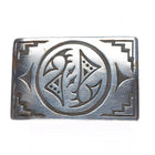 Big vintage Navajo sterling silver belt buckle w/Geometric overlay design